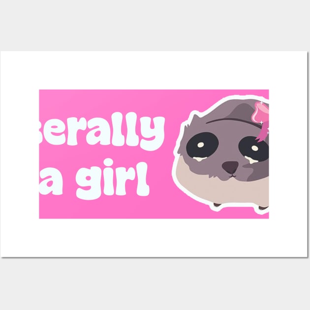 I'm literally just a girl, sad hamster meme stickers Wall Art by QuortaDira